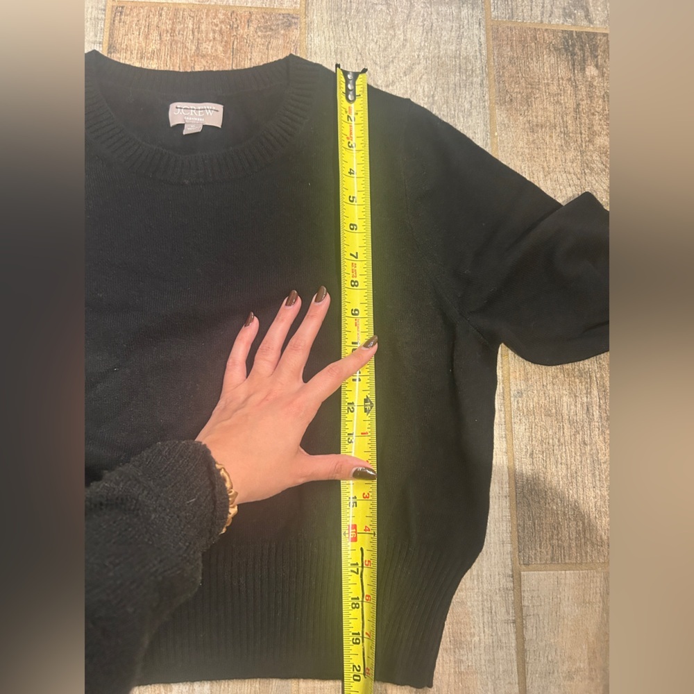J. Crew Cashmere Shrunken Crewneck Sweater Long Sleeve Black BG654 XL- SEE PICS - Picture 8 of 11